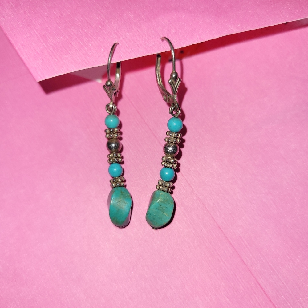 Silver Turquoise Drop Earrings
